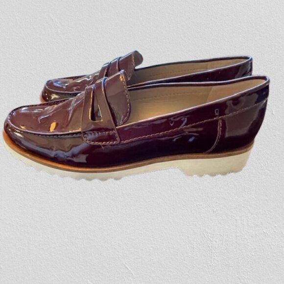 Karl Lagerfeld Patent Leather Oxford Lug Sole Loafers Burgundy 6.5M - Picture 8 of 8